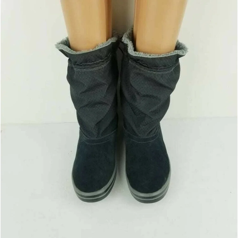 Nike Women's Facile Black & Gray Mid Calf Winter Boot US 8 Shearling Rain boot - Picture 3 of 12